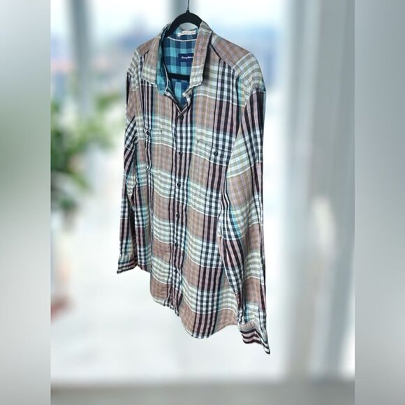 TOMMY BAHAMA Winter Plaid Flannel Long sleeve Button Down shirt- Size XL - Picture 5 of 15